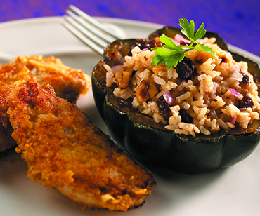Turkey Medallions, Acorn Squash, Sour Cherry Brown Rice – Brandt Evans Exec Chef, Blue Canyon and Tavern, Twinsburg, Ohio; Plate Online